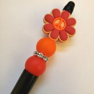 Handmade Flower Peace Beaded Silicone Focal Bead Pen